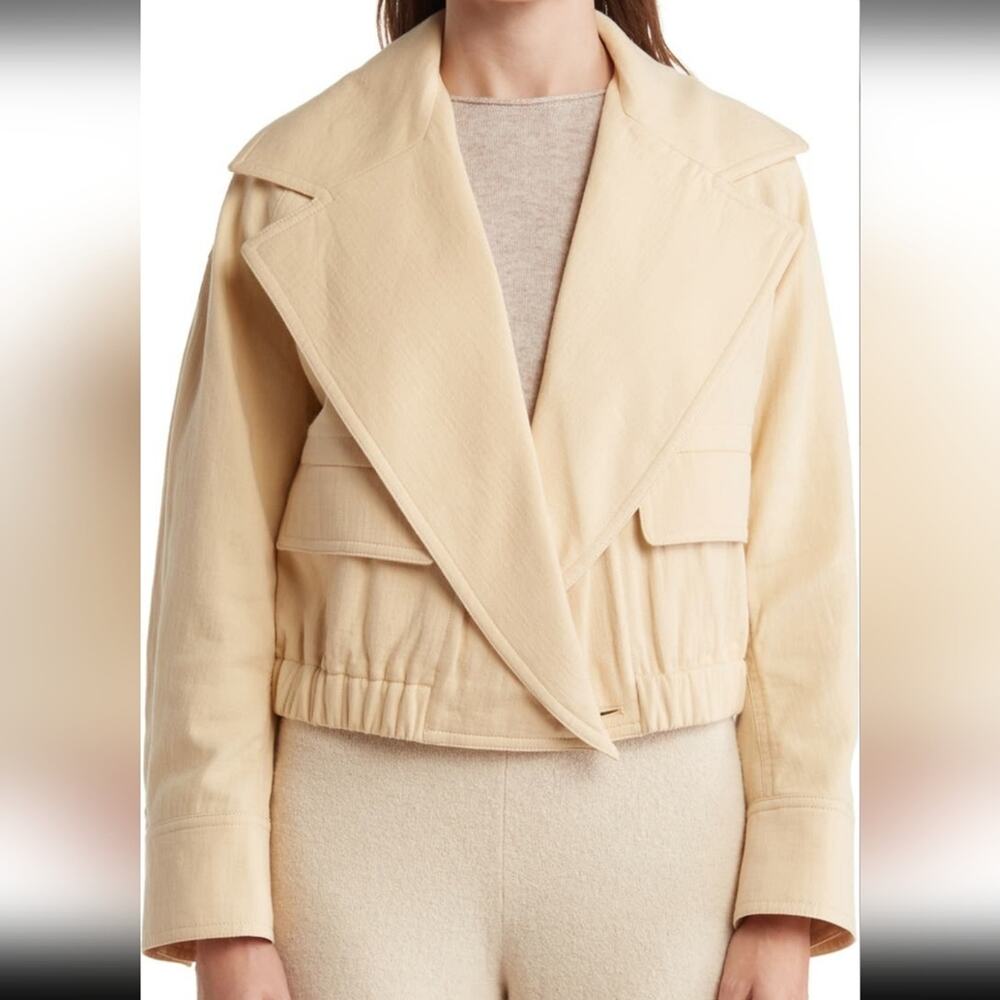 Vince Pale Peach Notch Lapel Crop Blazer L